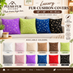 Gold Feather Fur Home Decor Sofa Cushion Cover / Throw Pillow Cover – 18×18 Inches (45×45 cm)