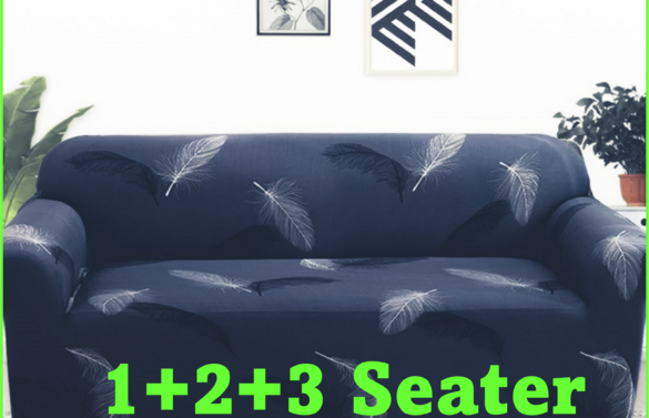 Blue Gray Spandex Polar Fleece Super Elastic Stretch Sofa Cover Slipcover Couch Living Room 1/2/3 Seater Sofa Couch Cover Full Set Blue-Gray