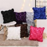 3D Roses Flower Design Satin Bedroom Wedding Party Cushion Covers / Throw pillow covers 16x16 inches (41x41cm)