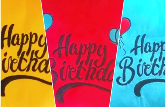 Happy Birthday Gift Embroider Pillow Gift For Everyone - Red, Yellow, Blue