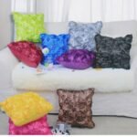 3D Roses Flower Design Satin Bedroom Wedding Party Cushion Covers / Throw pillow covers 16x16 inches (41x41cm) - Image 3