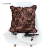 3D Roses Flower Design Satin Bedroom Wedding Party Cushion Covers / Throw pillow covers 16x16 inches (41x41cm) - Image 6