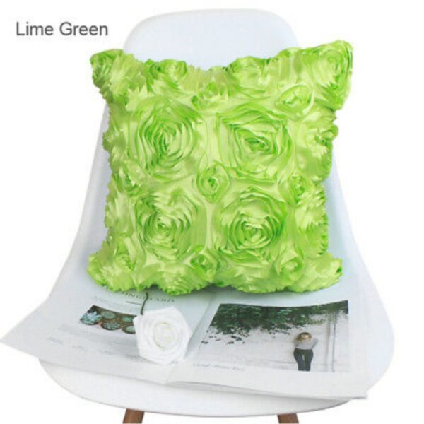 3D Roses Flower Design Satin Bedroom Wedding Party Cushion Covers / Throw pillow covers 16x16 inches (41x41cm)