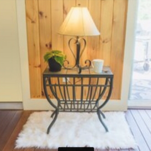 White Fur Fluffy Rugs Square Shape Faux Wool Carpet Rug Carpet for Living Room Bedroom Balcony Table Mats ( 42 cm x 42 cm)