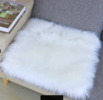 White Fur Fluffy Rugs Square Shape Faux Wool Carpet Rug Carpet for Living Room Bedroom Balcony Table Mats ( 42 cm x 42 cm)