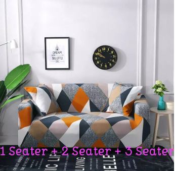 Orange Gray Mix Sofa Cover Full Set Single Seat Two Seat Three Seat Elastic Full Sofa Cover Couch Slipcover