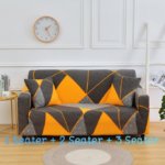 Yellow Line Spandex Polar Fleece Super Elastic Stretch Sofa Cover Slipcover Couch Living Room 1/2/3 Seater - Image 2