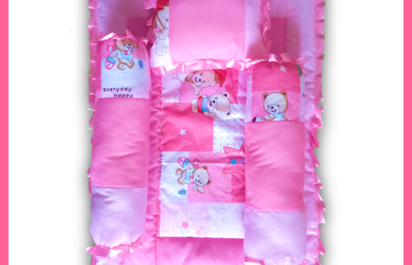 Baby Cot Sheet Bed With Two Roll Pillow and Head Pillow 4 in 1 Full set Baby Gift