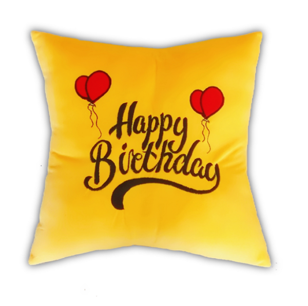 Happy Birthday Gift Embroider Pillow Gift For Everyone - Red, Yellow, Blue
