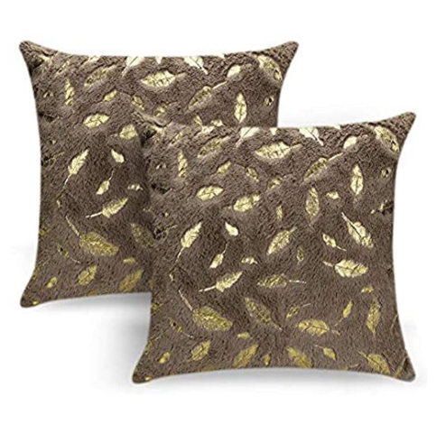 Hollow Out  Gold Feather Fur Home Decor Sofa Cushion Covers / Throw Pillow Covers 17x17 Inches (42x42cm)