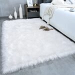 White Fur Ultra Soft Fluffy Rugs Rectangle Shape Faux Wool Carpet Rug for Living Room Bedroom Balcony Floor Mats ( 150 cm x 86 cm) - Image 2