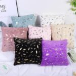 Gold Feather Fur Home Decor Sofa Cushion Cover / Throw Pillow Cover – 18×18 Inches (45×45 cm) - Image 3