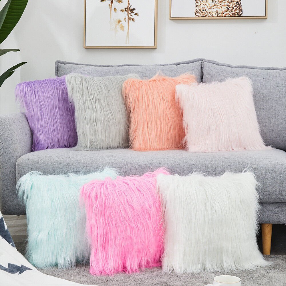 s-l1600 (1) Fluffy Faux Fur Cushion Covers /Throw Pillow Covers 17x17 inches (43x43cm) - Image 1